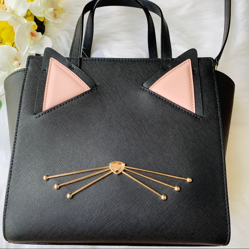 KATE SMALL SMALL CAT JAZZ THINGS UP BLACK LEATHER - Picture 2 of 8